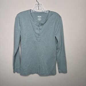 Duluth Trading Co Women's XS Long Sleeve Henley Shirt Green Cotton Blend